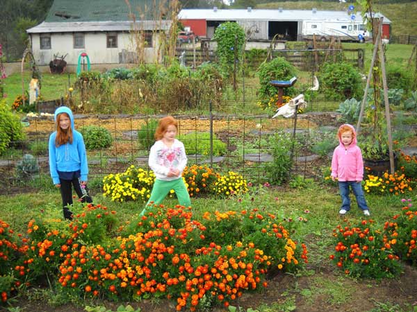 Ellie, Sophie, and Lillie in the Garden